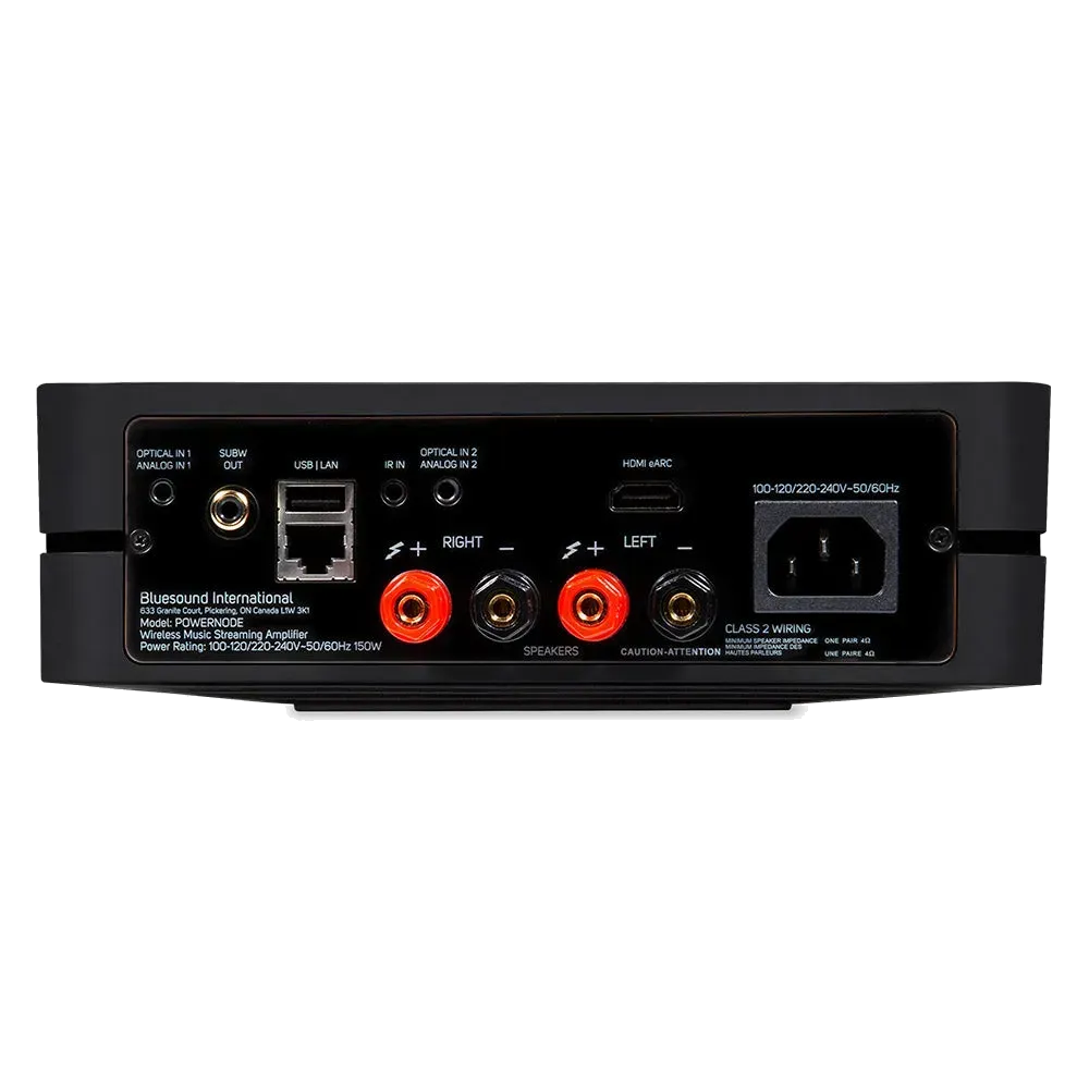 Bluesound POWERNODE, black rear view at Toma Audio