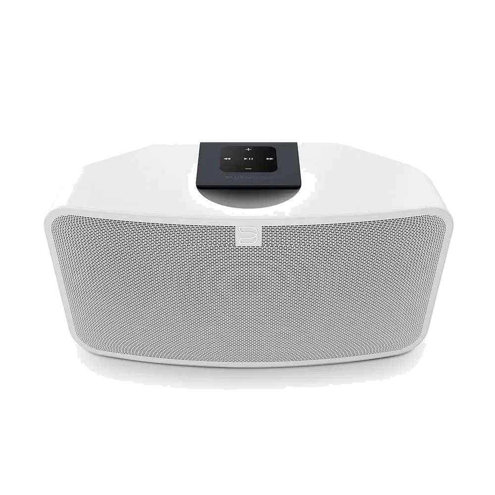 Bluesound PULSE MINI 2i, white front three-quarter view at Toma Audio