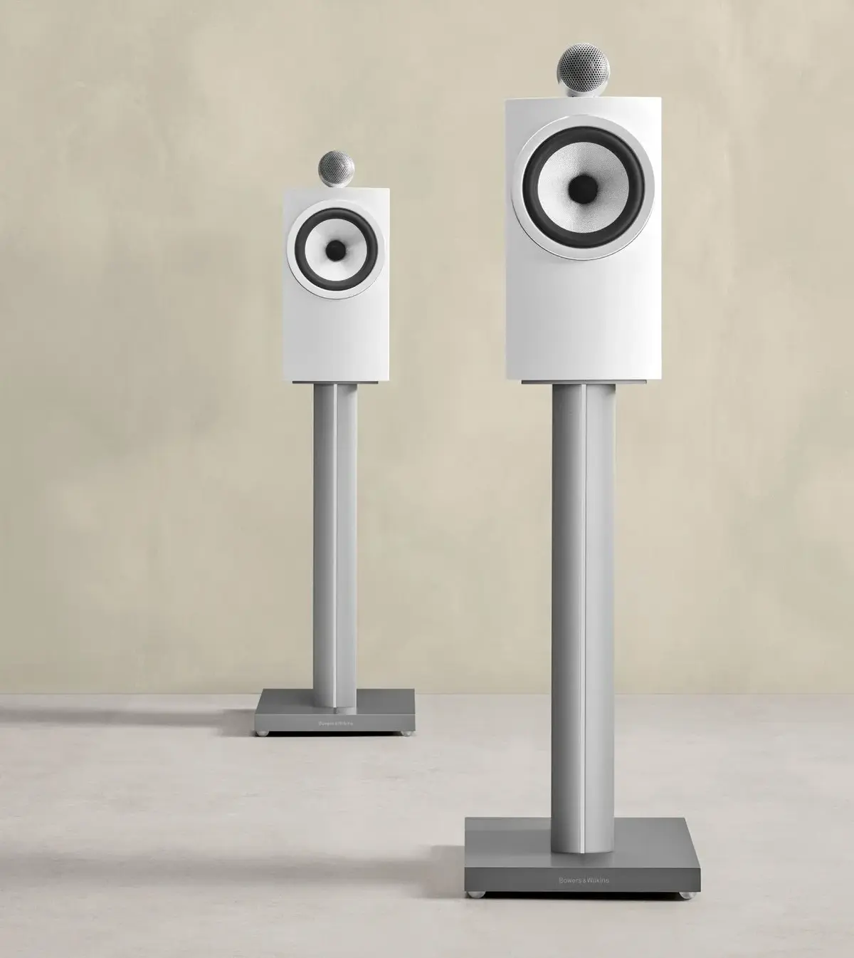 Bowers & Wilkins 705 S3 in Satin White, paired room view at Toma Audio