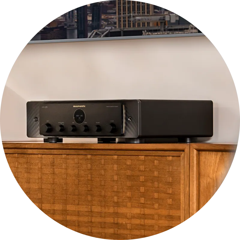 Marantz Model 40n integrated streaming amplifier lifestyle detail at Toma Audio