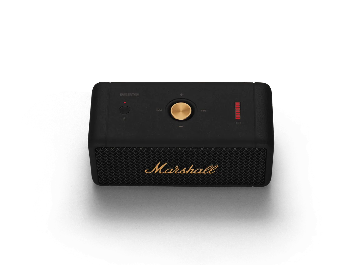 Marshall Emberton Media Player - [Portable BT], POS Emberton High Res 3 BlacknBrass at Toma Audio