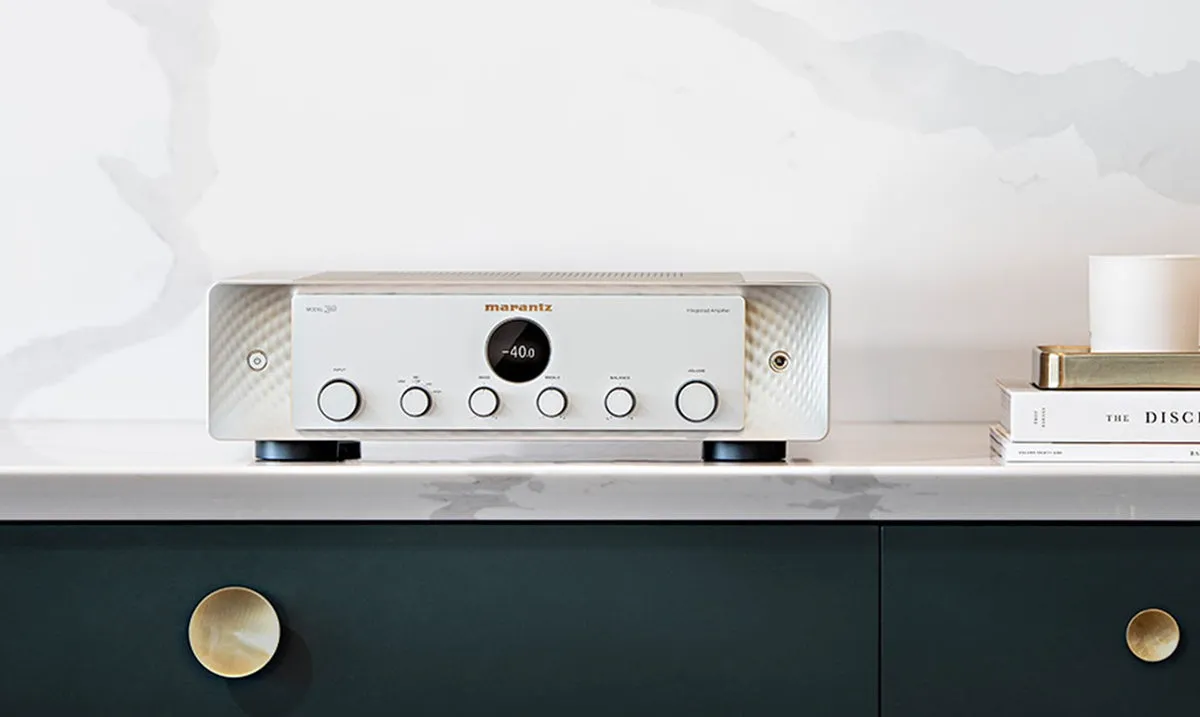 Marantz Model 30 integrated amplifier in silver-gold finish, front view, at Toma Audio
