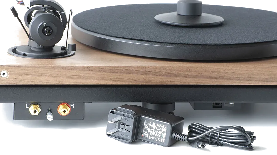 Music Hall mmf-5.3 se Walnut Manual Turntable - [LP Manual], rear view at Toma Audio