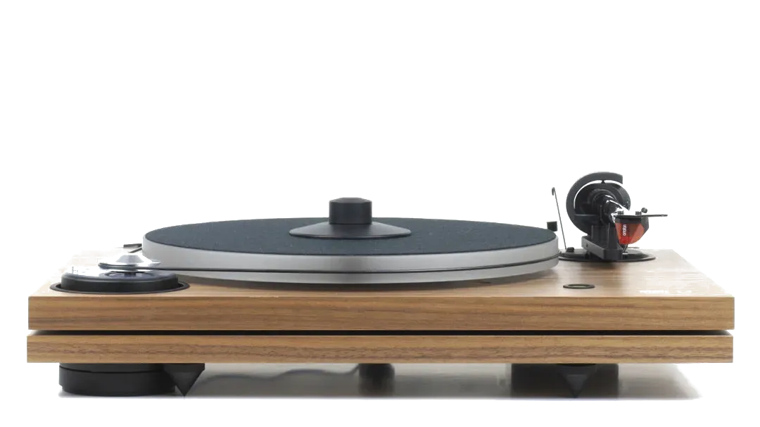 Music Hall mmf-7.3 se Manual Turntable - [LP Manual], walnut rear at Toma Audio