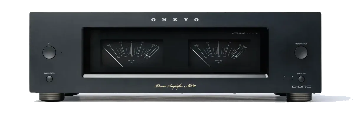 Onkyo M-80 Premium Icon Series Power Amplifier, Onkyo Icon M80 Front at Toma Audio