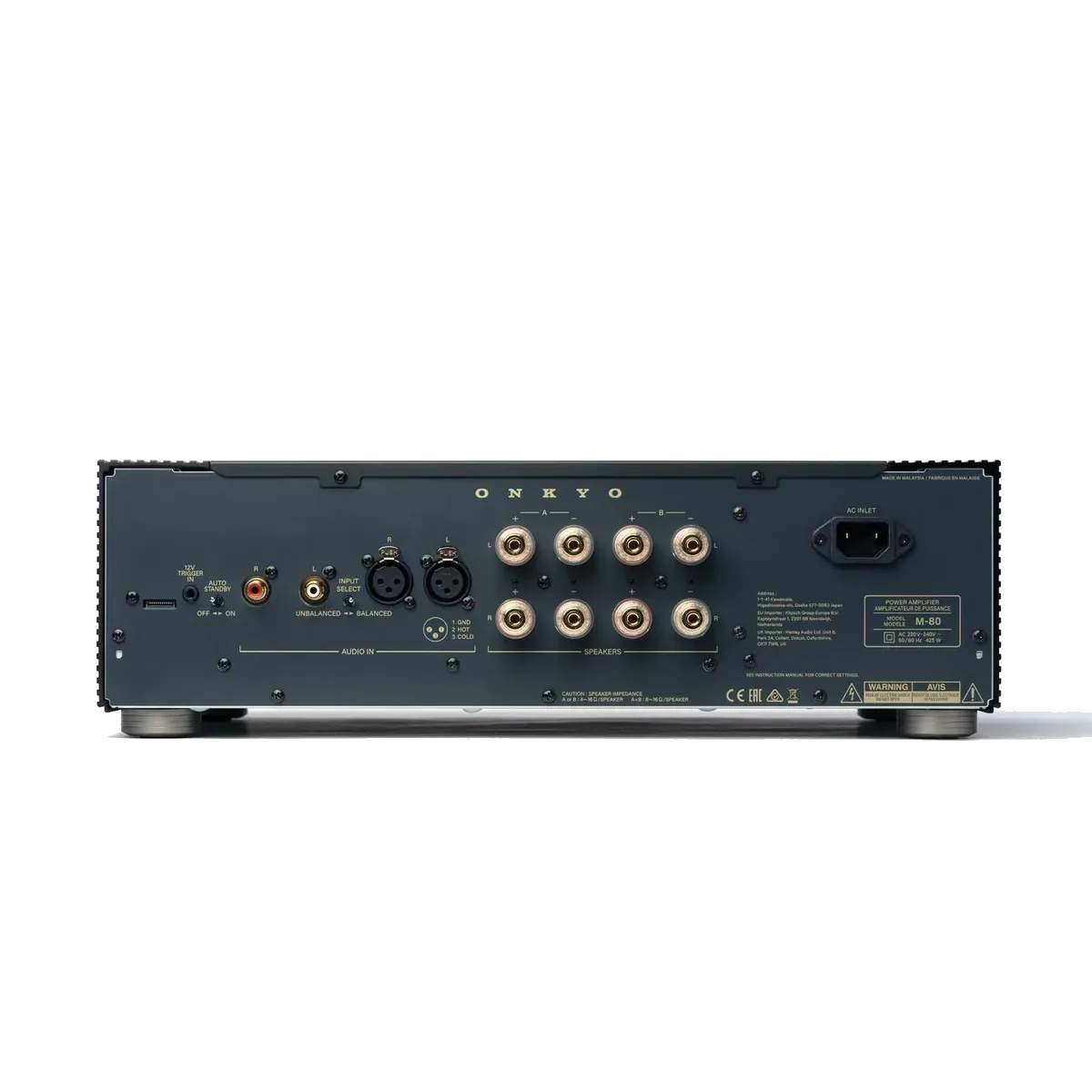 Onkyo M-80 Premium Icon Series Power Amplifier, Onkyo M 80 Black Rear at Toma Audio