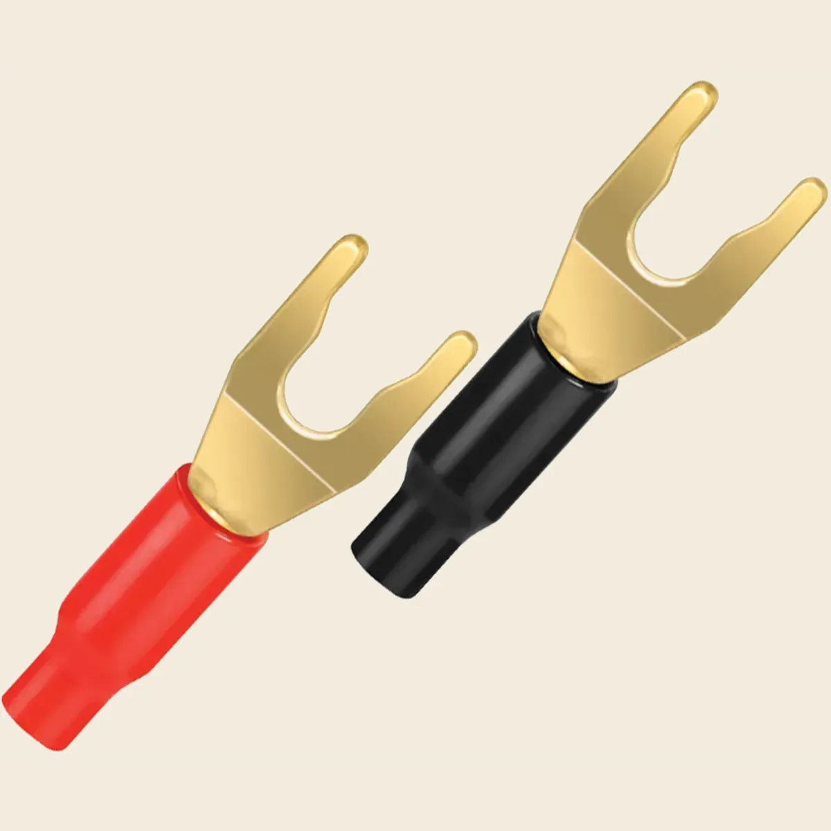 Wireworld Crimp Spade Lugs Gold (Pair), official crimp detail view at Toma Audio